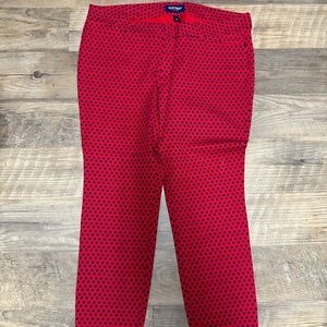 Old Navy Red Pants with Navy Dots